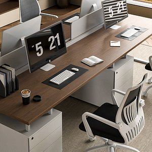 Desk computer combined office scene model model