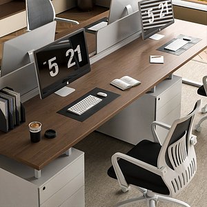 Desk computer combined office scene model
