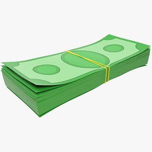 Stack of Cartoon Money Bills V2 3D