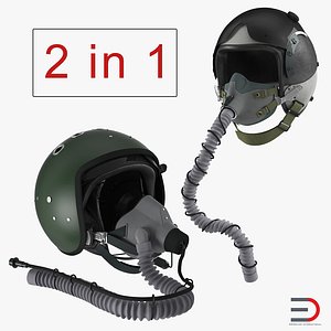 3D model jet fighter pilot helmets