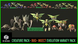 3D Creature Monster Bundles- Insects- evolution variety pack model