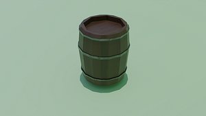 3D Game ready  low poly medieval barrel