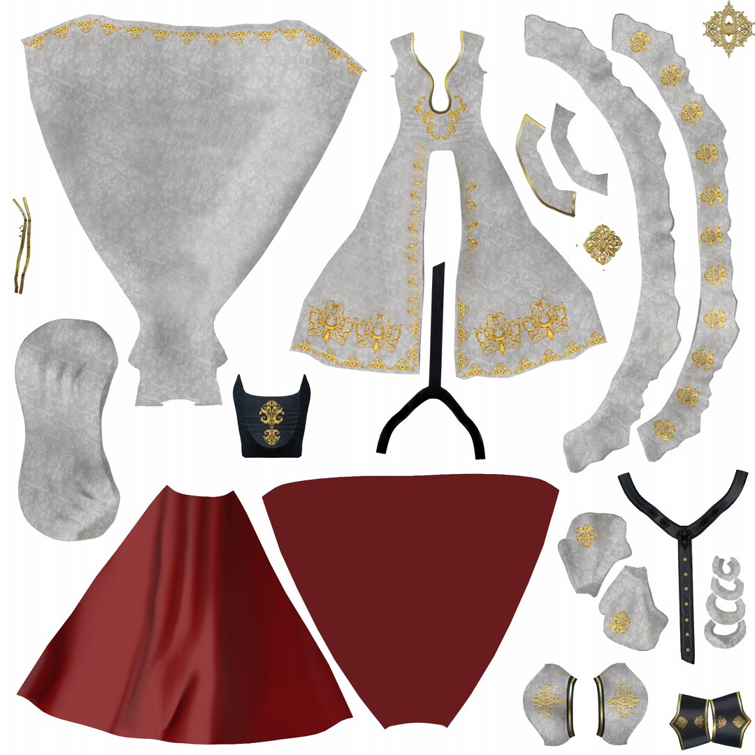 Medieval Royal Quin Dress Outfit With and Without Cape model https://p.turbosquid.com/ts-thumb/Gf/MdWYhk/FD/texturemapdress/png/1666875934/1920x1080/fit_q87/feac1301d5fdb3e2816e57aa7d9f5bc3f26a43e0/texturemapdress.jpg