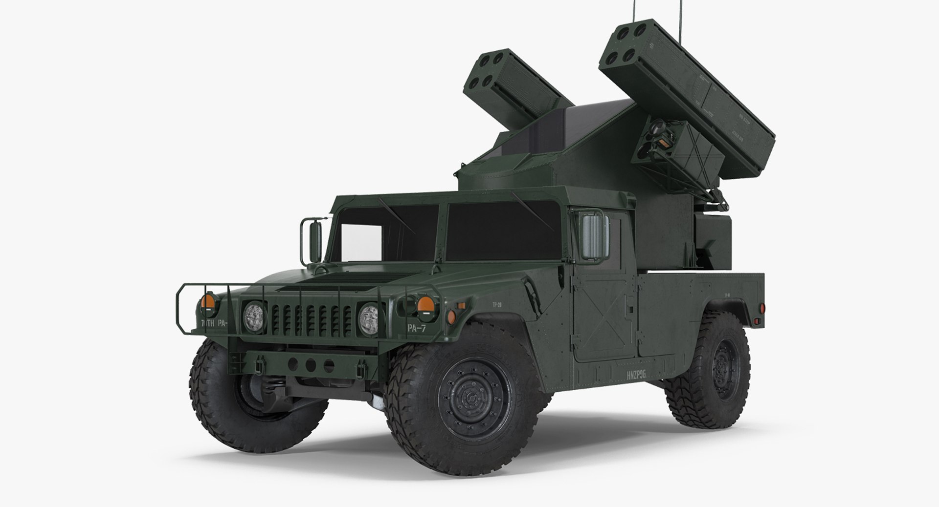 HMMWV M998 Equipped with Avenger Rigged 3D model preview