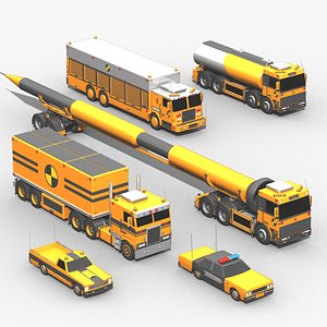 Lowpoly Nuclear Reactor Construction Vehicle Pack 3D