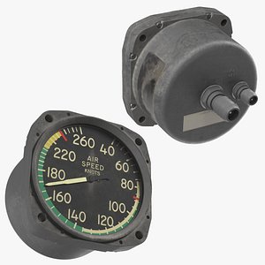 Analog Airspeed Unit 260 Knots Worn Gray Rigged model