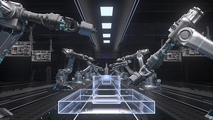 Robot arm technology animation scene 3D