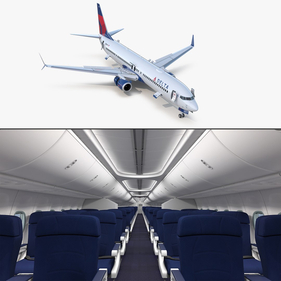 Boeing 737-900 with Interior and Cockpit Delta Air Lines Rigged 3D Model preview