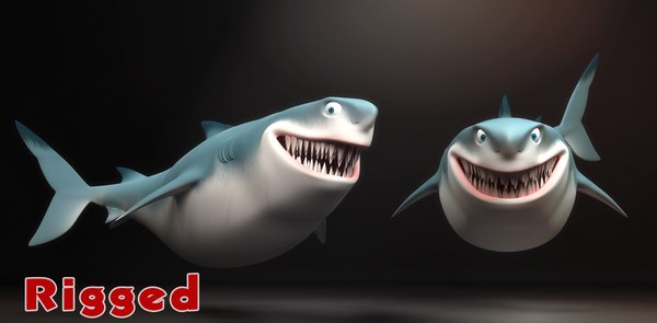 堅い漫画サメ3dモデル Turbosquid