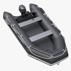Inflatable boat 03 black with outboard boat motor