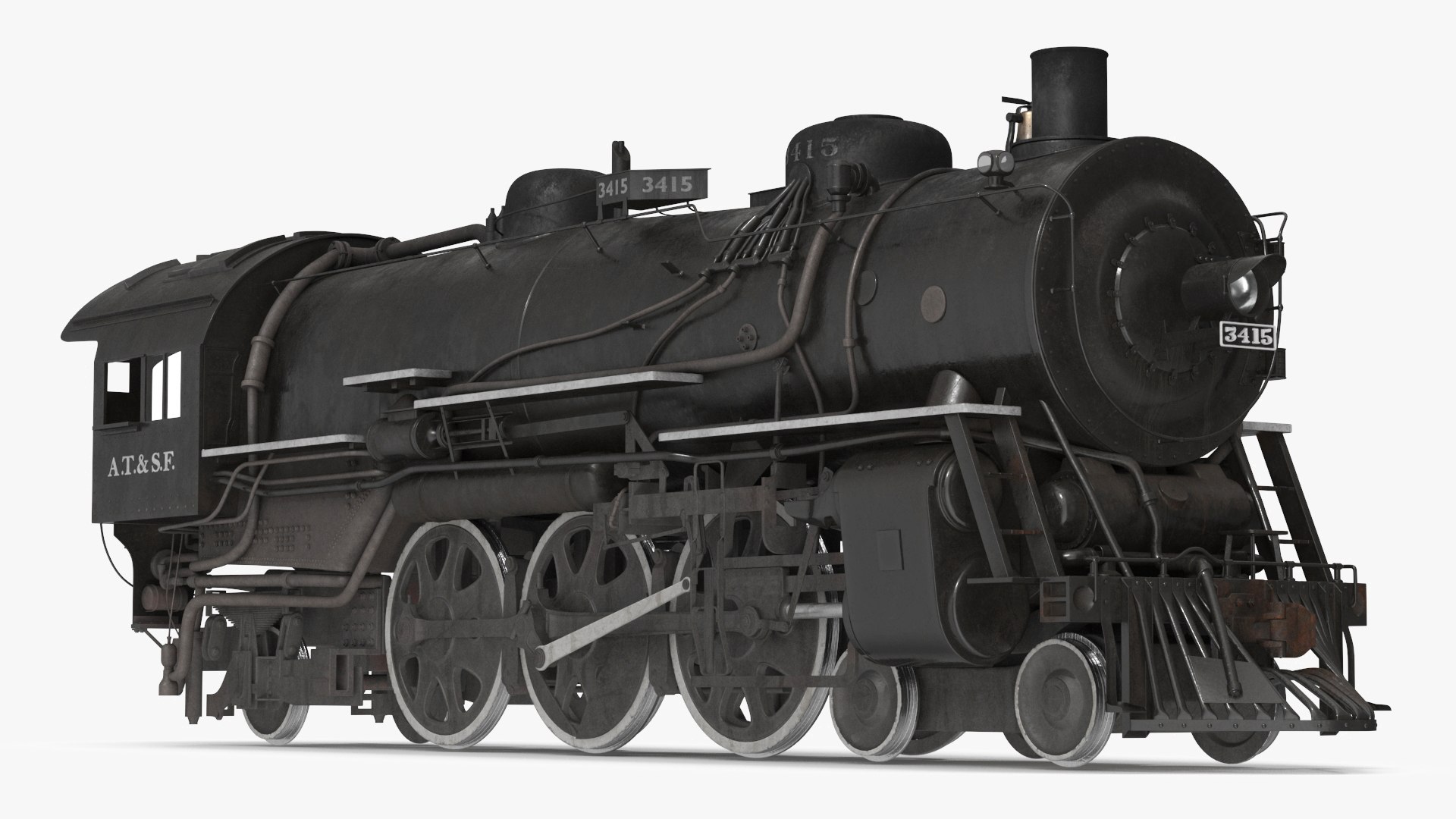 Steam Locomotive Santa Fe 3415 3D model preview