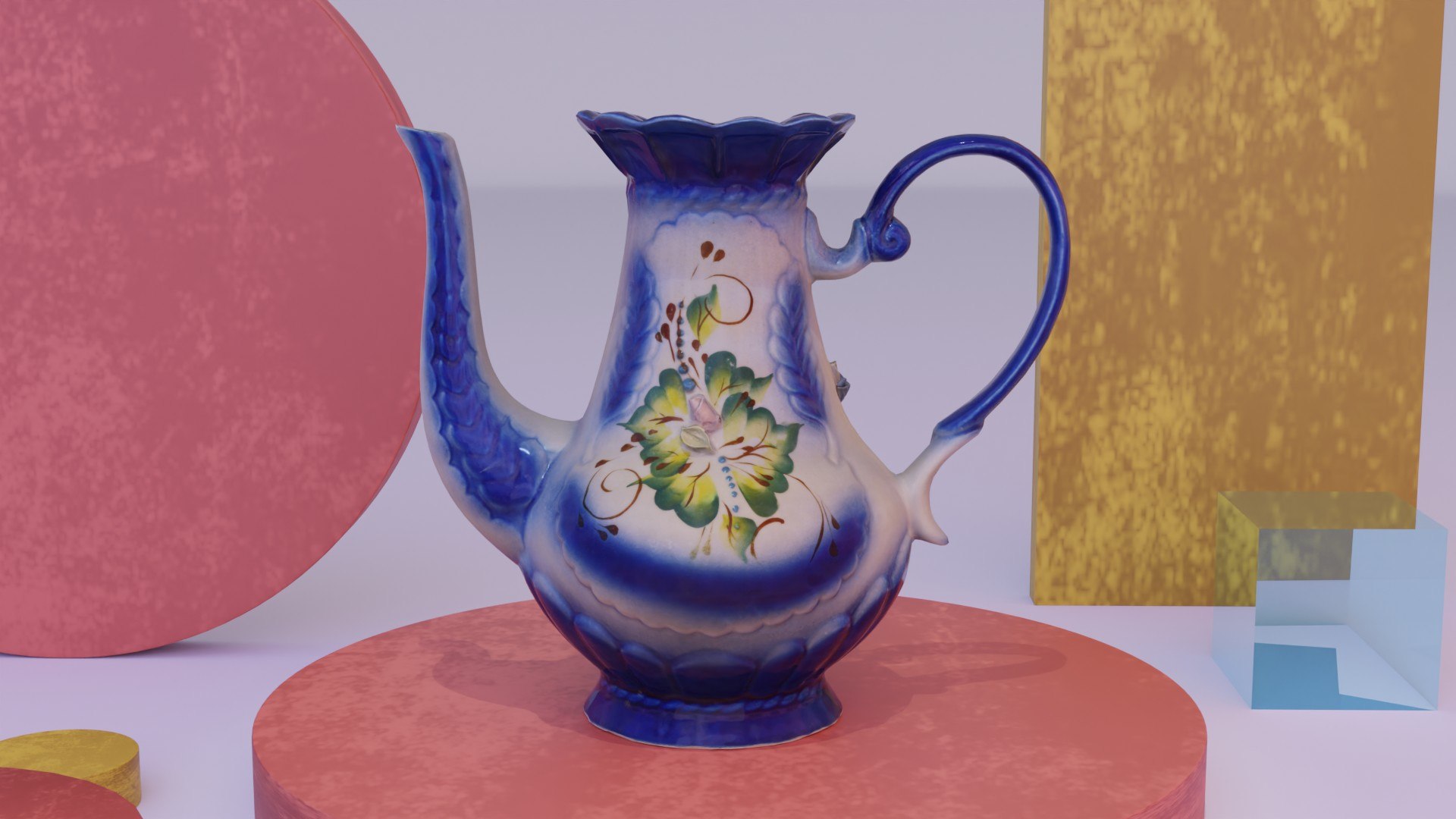 Porcelain Pitcher With Roses Model 3D - TurboSquid 1961796