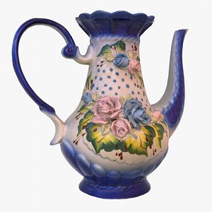 Porcelain pitcher with roses model 3D