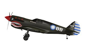 Curtis P 40 Airplane Low-poly