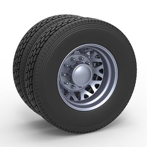 3D Diecast rear custom wheel of semi truck Scale 1 to 25
