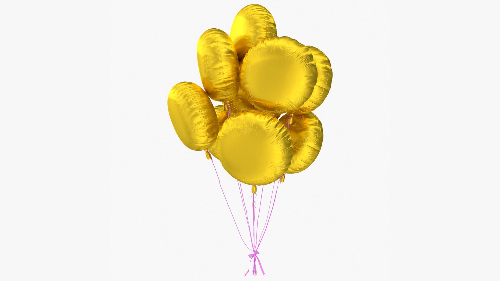 Helium Party Balloons Gold 3D model preview