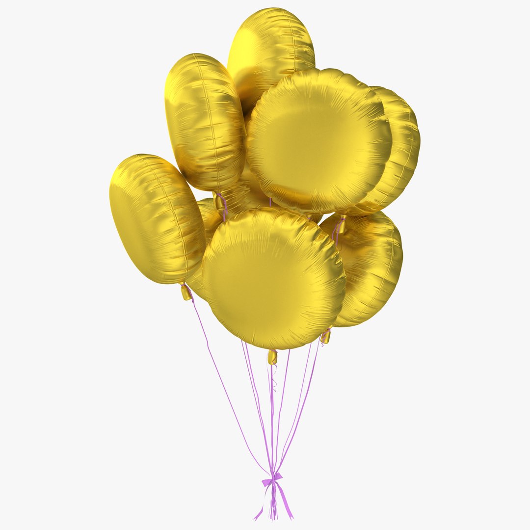 Helium Party Balloons Gold 3D TurboSquid 2078597
