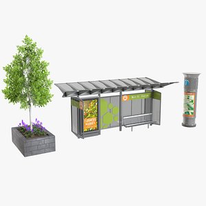 3D street elements birch tree