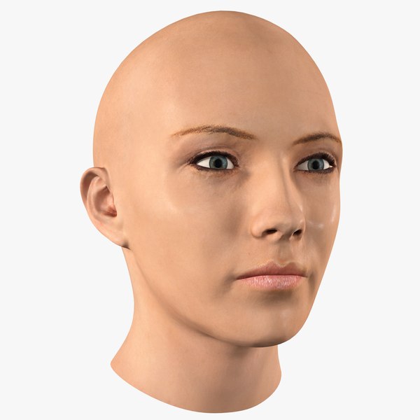 3D female bald head woman model