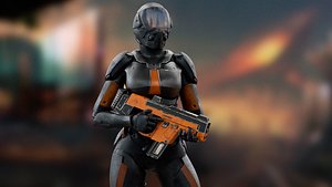 Ski fi girl Low-poly 3D model