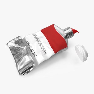Red Oil Paint Tube Squeezed 3D model