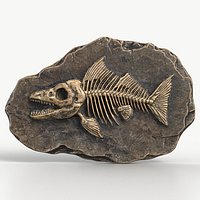 Prehistoric Fish Skeleton Fossil 023 Textured