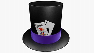Top Hat with Poker Cards 3D model