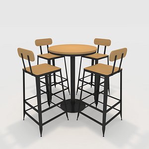 Bar Table And Chair 2 3D model