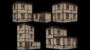 Medieval Houses Pack 76-77-78-79-80 - 4K Textures Game Ready model