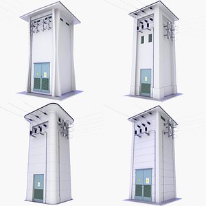 4 Power Transformer Substation Towers SET v1 3D model