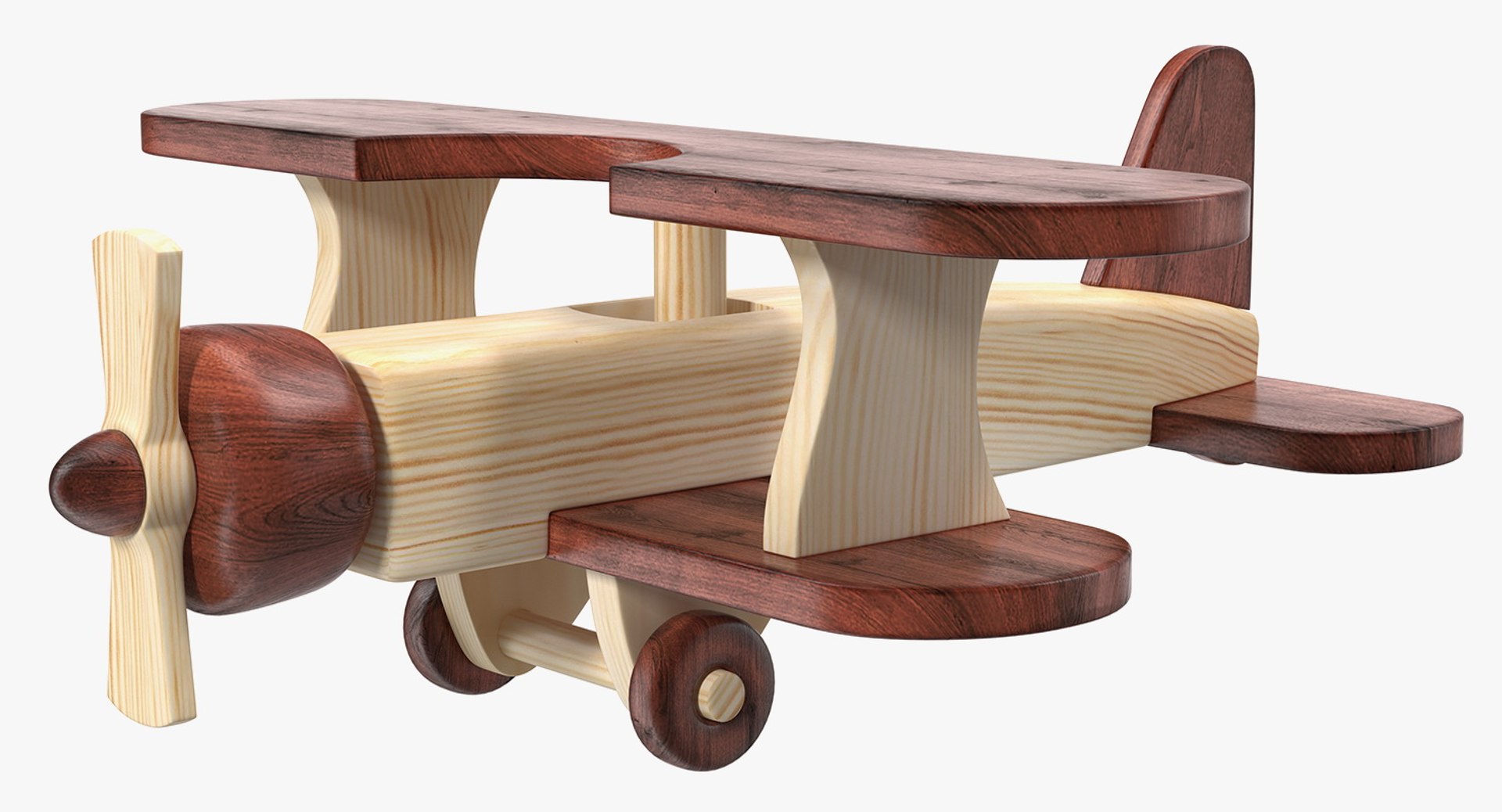 Wooden Airplane Toy 3D Model 3D model preview
