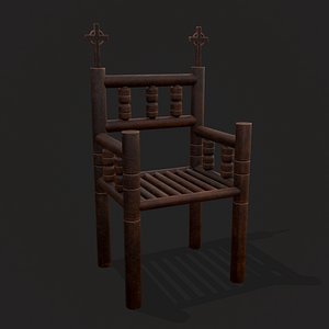 3D Medieval Elegant Cross Chair model