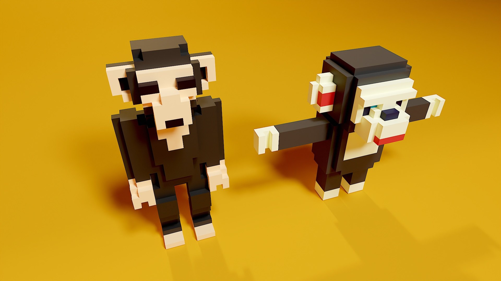 3D Chimpanzee Voxel Art Pack 3d Model - TurboSquid 2182597