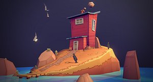 3D low-poly island model