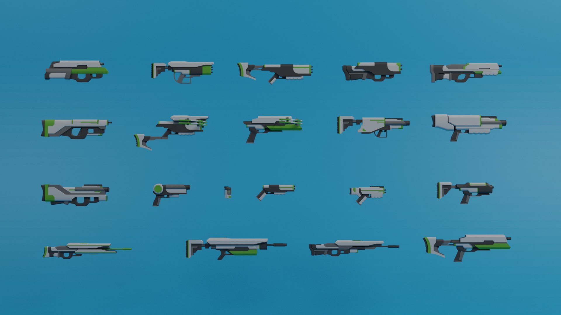 Sci-Fi Modular Gun Pack Game Ready Low-poly 3D model 3D - TurboSquid ...