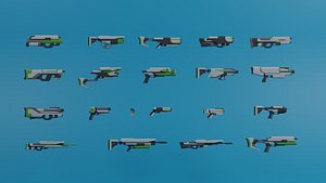 Sci-Fi Modular Gun Pack Game Ready Low-poly 3D model