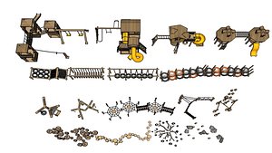 Outdoor Wood playground Equipements 3D model