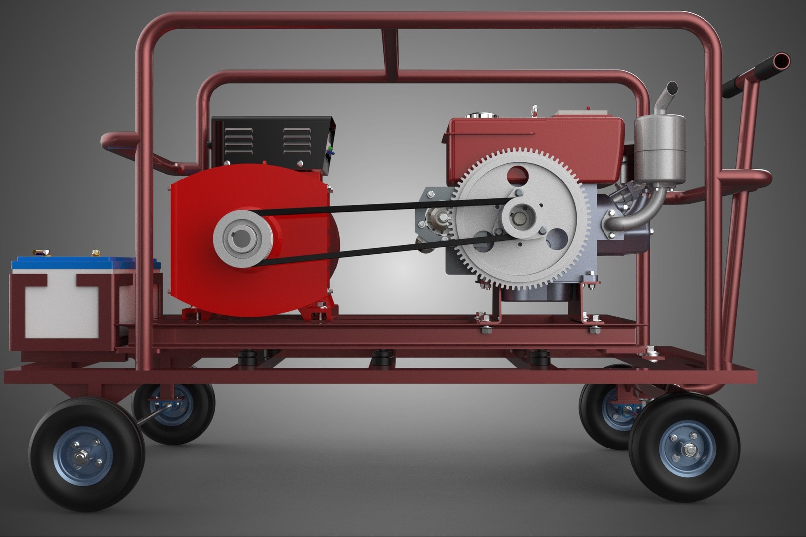 3D SMALL SCALE POWER PLANT MOBILE GENERATOR CART SET GENSET DIESEL ...