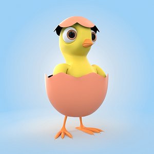 3D Chick With Egg model