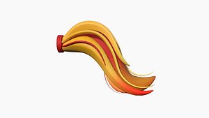 Furry Tail A10 Red - Headband Character Design 3D model