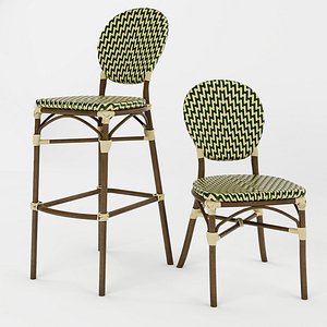 Polly Rattan Chair And Barstool 3D model