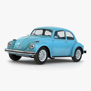 volkswagen beetle 1966 blue obj