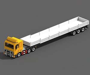 Voxel Truck And Flatbed Trailer