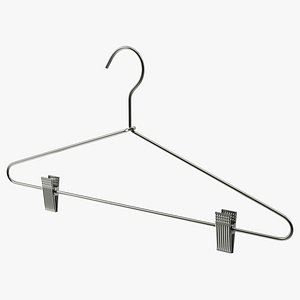 Metal Hanger With Pant Clips 3D