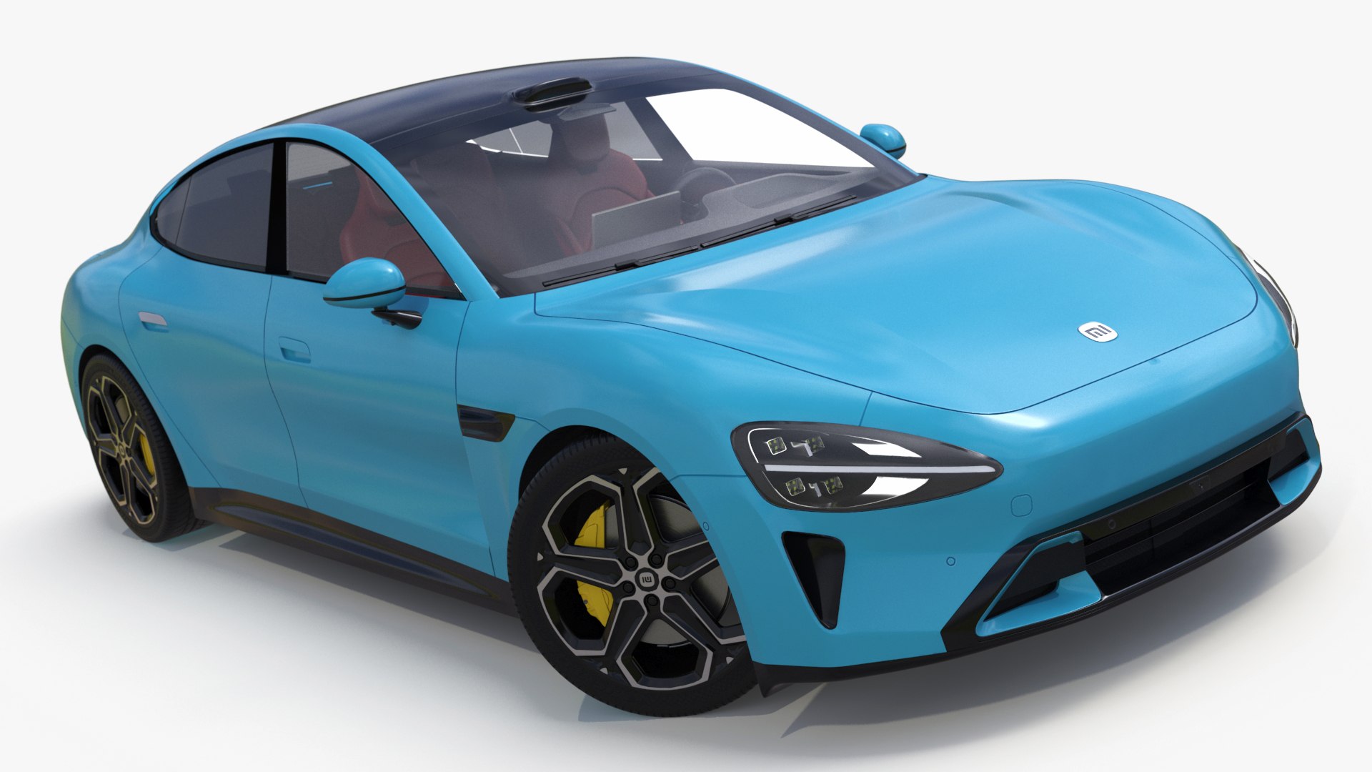 Electric Car Xiaomi SU7 EV Car 2023 Aqua Blue Rigged for Maya 3D model preview
