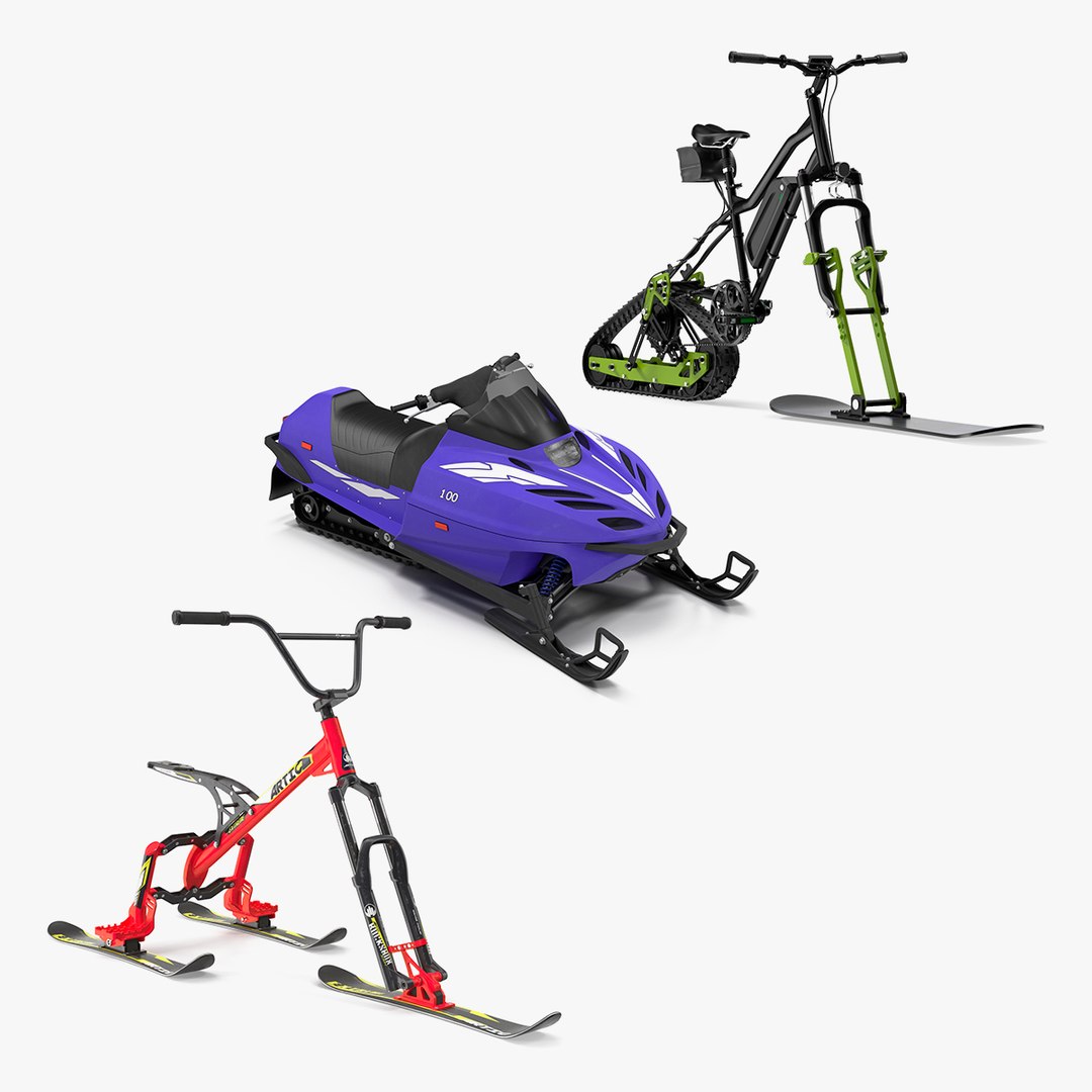 Rigged Snowmobiles Collection 3D model preview