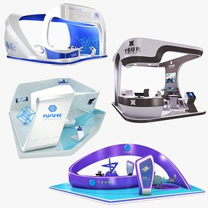 3D model Futuristic Exhibition Stand Collection 9