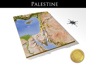 Palestine, High resolution 3D relief map