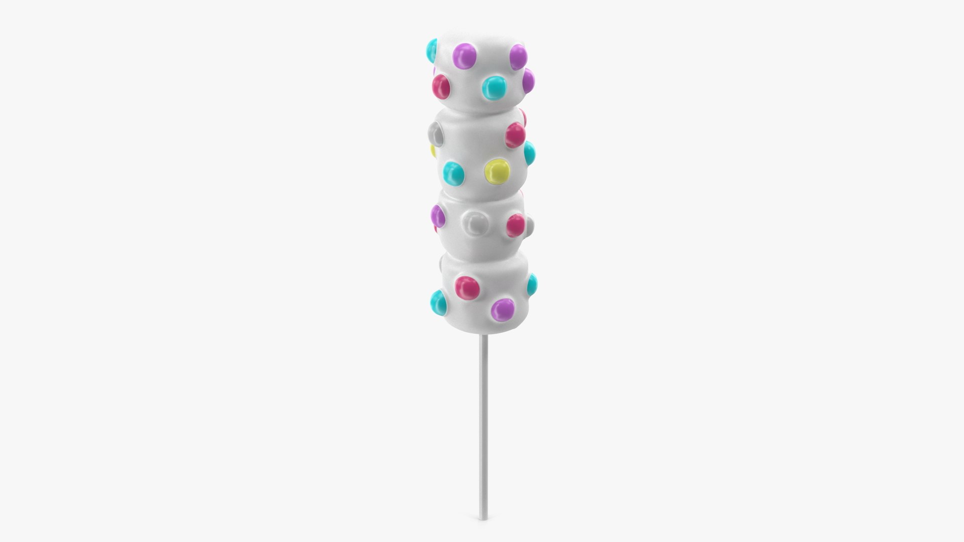 Marshmallow Pop with Sprinkles White 3D model preview
