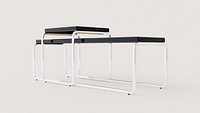 Modern Black Nesting Tables with Chrome Tubular Frames